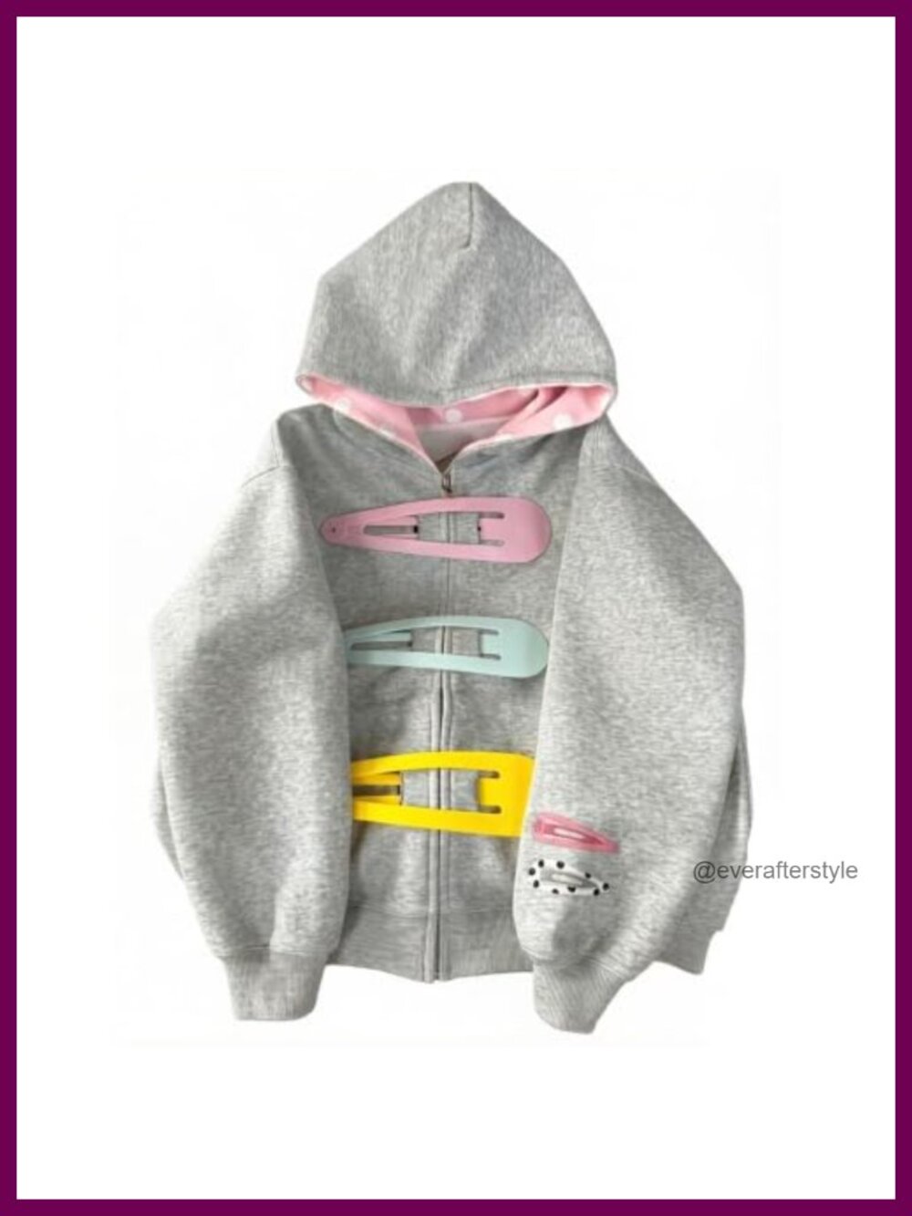 Y2K 3D Hairpin Zip-Up Hoodie Oversized Polyester Cotton Whimsical Jacket